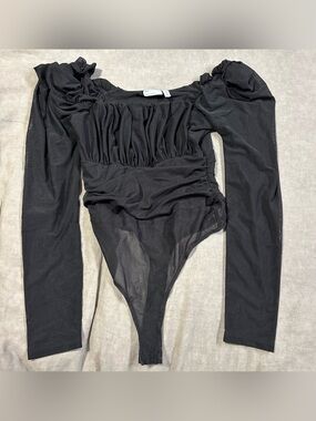 ASOS Black Long Sleeve Ruched Bodysuit